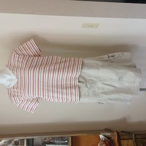 Karen Scott Top Short Sleeve Size Large Striped V Neck